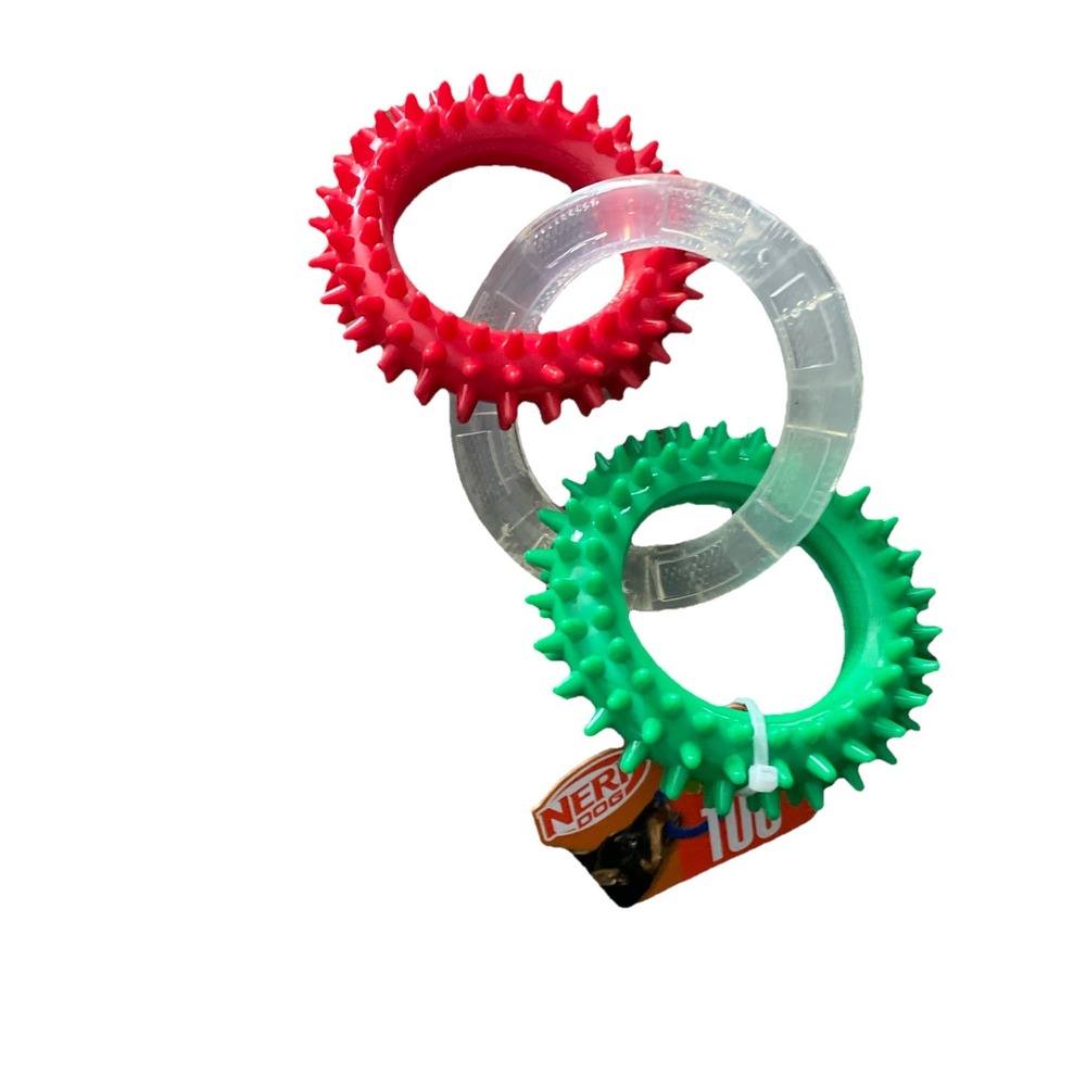 Nerf Dog Toy 3 Ring Rubber Pull Toy Interactive Play - Medium to Large Dogs